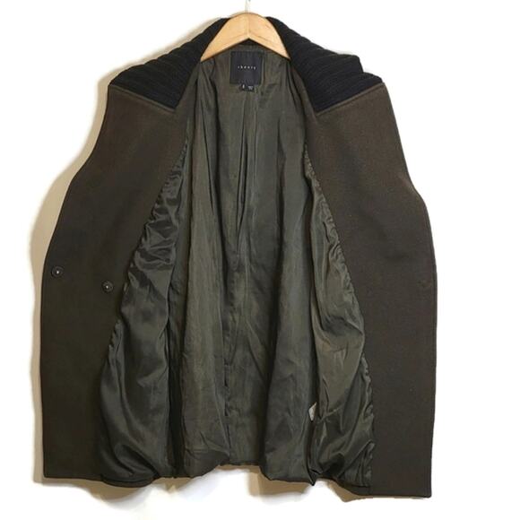 Theory Wool Cashmere Mid Length Single Breasted Green Jacket Coat Size S - Picture 6 of 12